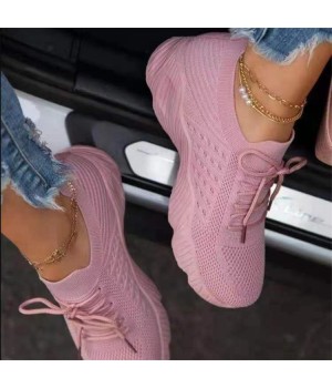 Women's Comfortable Lace-Up Loafers New Arrival Casual Sneakers Breathable Rubber/EVA/Mesh Insole Fashion Style Walking Shoes