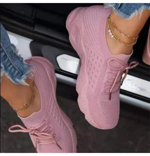 Women's Comfortable Lace-Up Loafers New Arrival Casual Sneakers Breathable Rubber/EVA/Mesh Insole Fashion Style Walking Shoes