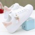 Customizable White Summer Running Sneakers for Girls - Flat Sport Shoes with Personalized Logos