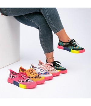 New 2024 Large 36-43 Casual Single Shoe Colorful Lace-up Breathable Casual All-Match Sneakers For Women