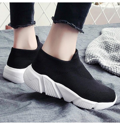 Slip On Breathe Mesh Walking Shoes Women Fashion Sock Sneakers Comfort Wedge Platform Loafers Casual Shoes