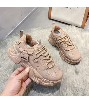 Hot Sale zapatillas PU Thick Sole Shoes Flat Non-Slip Platform Running Shoes Casual Chunky Sneakers for Outdoor Ladies