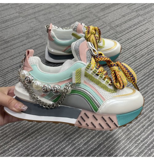 Customizable Soft-Bottom Winter Sneaker for Women - Ethnic Style, Comfortable Running Sneaker with Patch Color