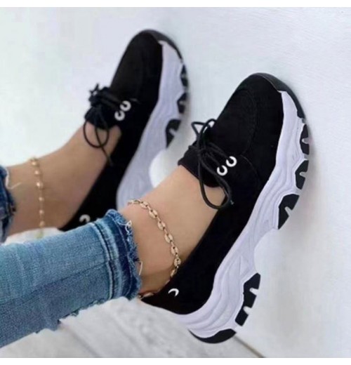 Factory Popular New Style Casual Sneakers Ladies Thick-Soled White Fitness Walking Shoes